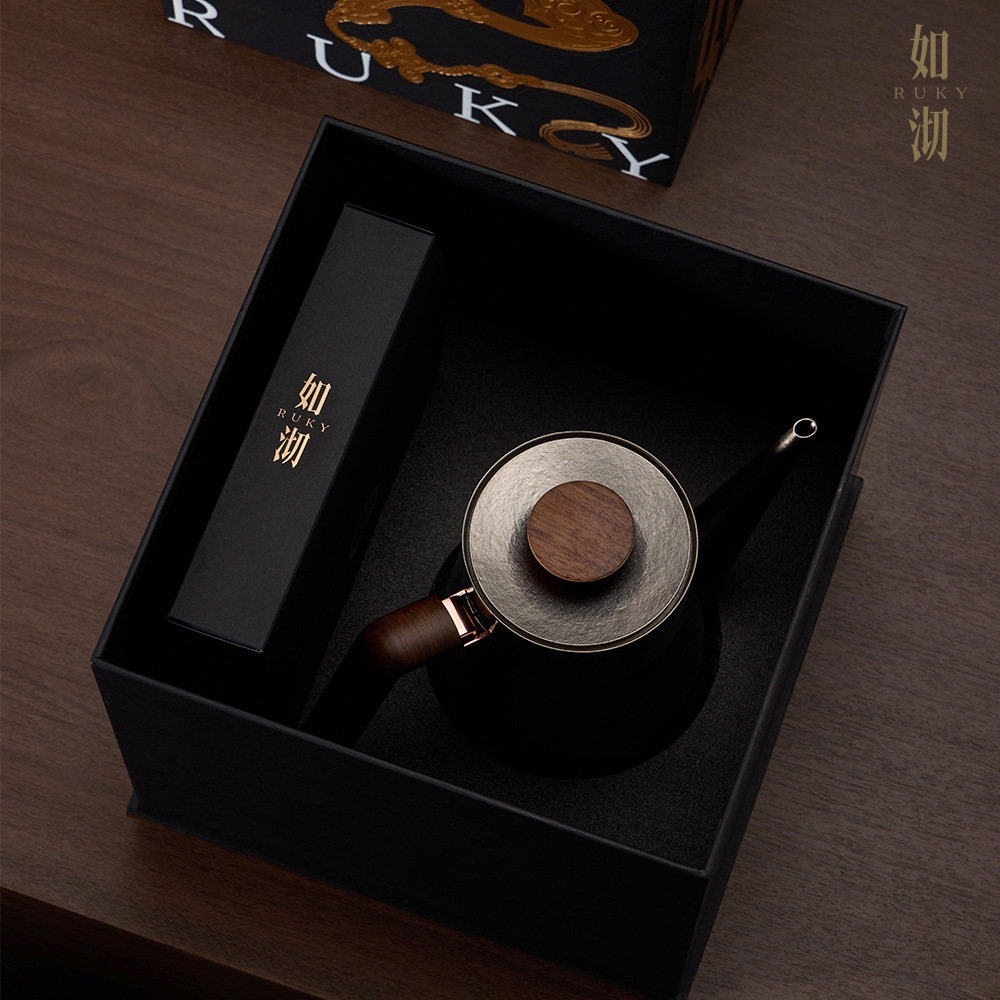 Ruqi premium titanium kettle, new household model, with spout, flow control, and temperature control, for pour-over coffee. - Image 3