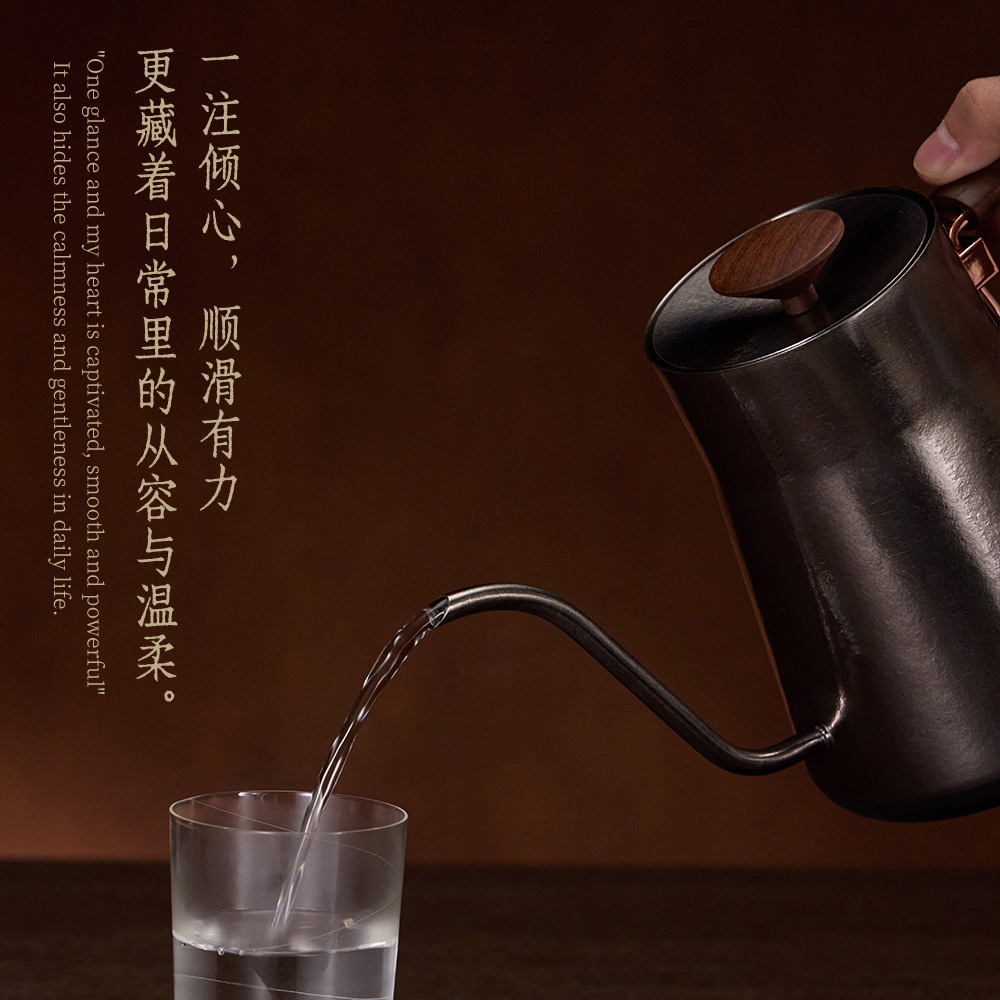 Ruqi premium titanium kettle, new household model, with spout, flow control, and temperature control, for pour-over coffee. - Image 2